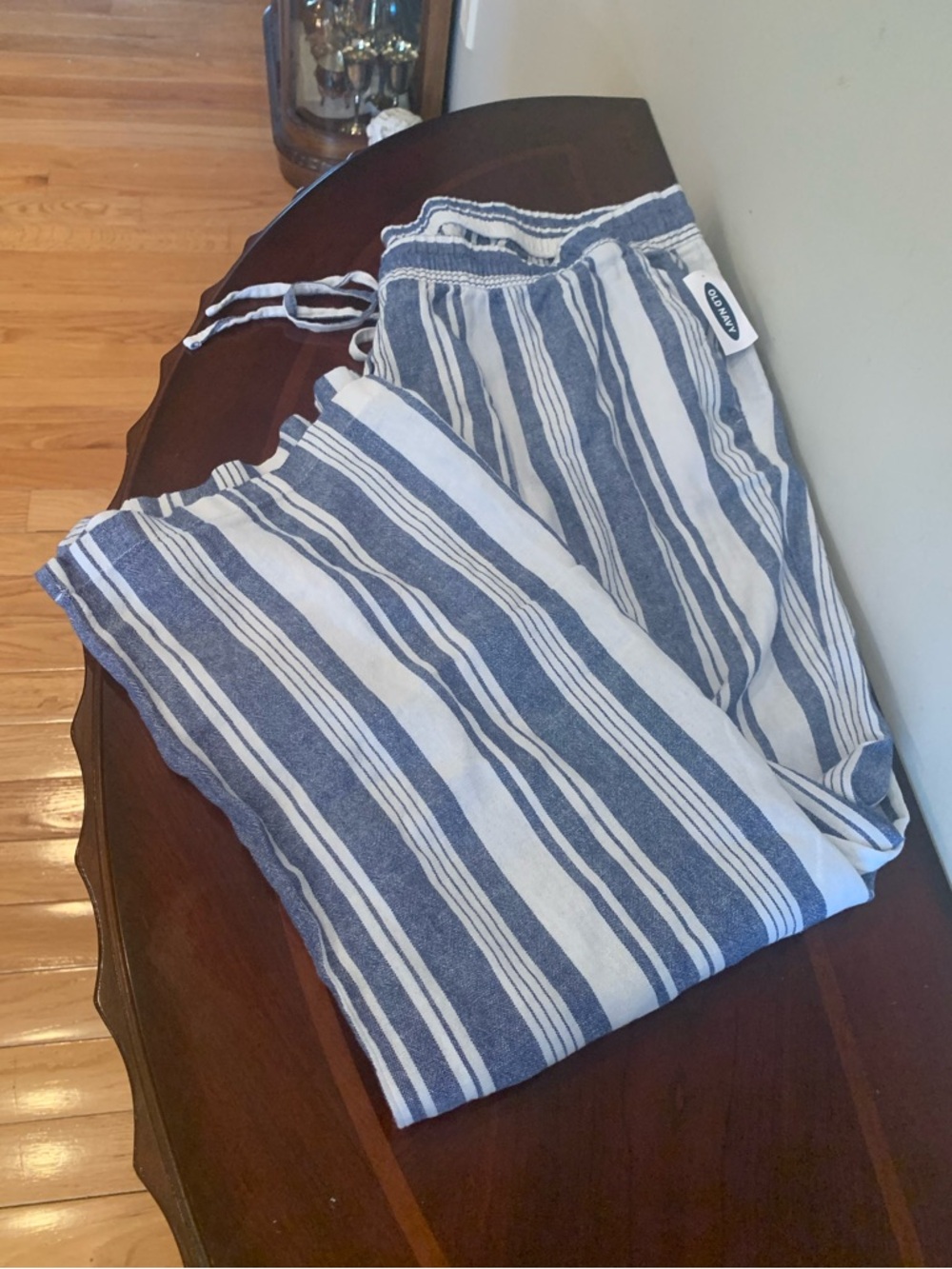 NWT Old Navy Blue and White Striped Linen Viscose Pants